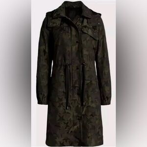 AVEC LES FILLES Olive Green Star Cano Anorak Water Resistant Jacket Size L Large